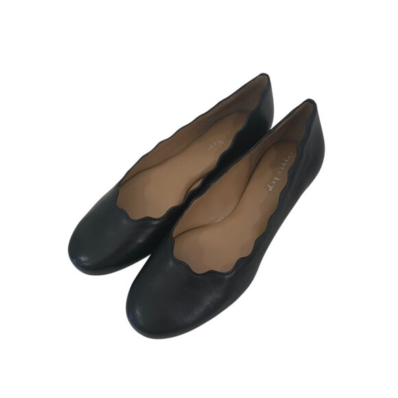 Copper Key Womens Black Leather Scalloped Ballet Flats Size 7.5 - Picture 6 of 11